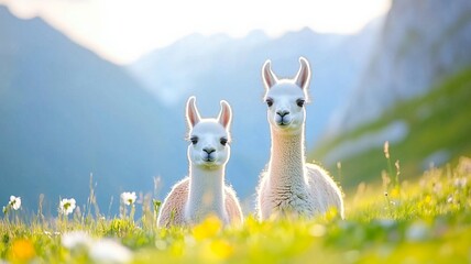 Fototapeta premium Llama Wild Animal Portrait In A Natural Environment