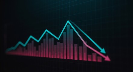 Financial data analysis showing both growth and decline, with a graph indicating fluctuations and trends