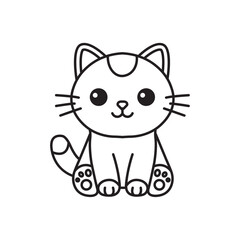 Cute black and white cat illustration in a simple cartoon style. This vector drawing is perfect for coloring books, greeting cards, stickers, posters, pet designs, digital art, and kids projects.