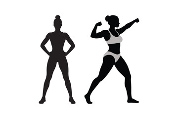Fit Women Silhouette Vector Strong Female Athlete Clipart