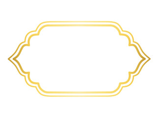 Golden Islamic Label Frame, Blank Banner with Gold Border 