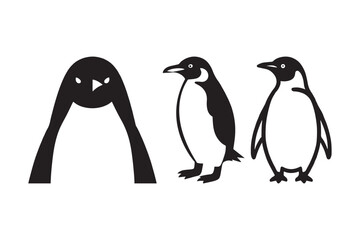 Naklejka premium Penguin Silhouette Vector Cute Arctic Bird Clipart