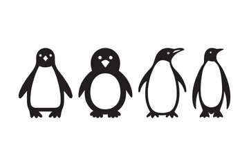 Naklejka premium Penguin Silhouette Vector Cute Arctic Bird Clipart