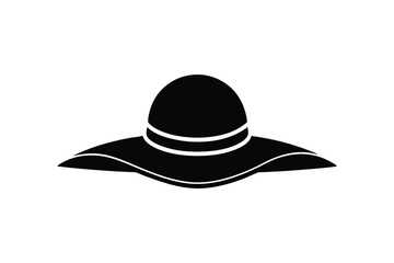 Silhouette art design of a dramatic Hollywood-style sun hat icon illustration.eps