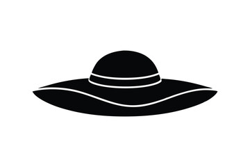 Silhouette art design of a wide-brim sun hat icon illustration.eps