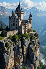 The grand fortress surveys the land from a great height.