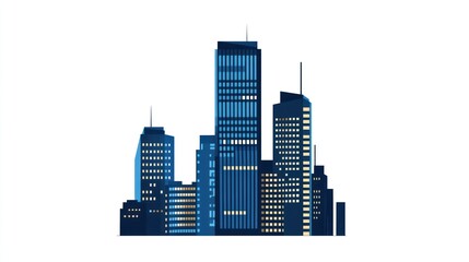 Fototapeta premium Night city skyline, illuminated buildings, urban landscape, website banner