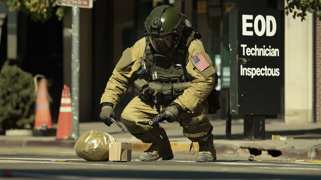 EOD Technician Inspecting Suspicious Package