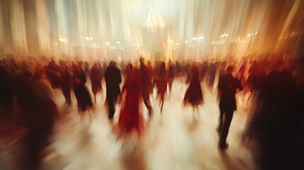 Ballroom dancers, elegant event, motion blur, indoor
