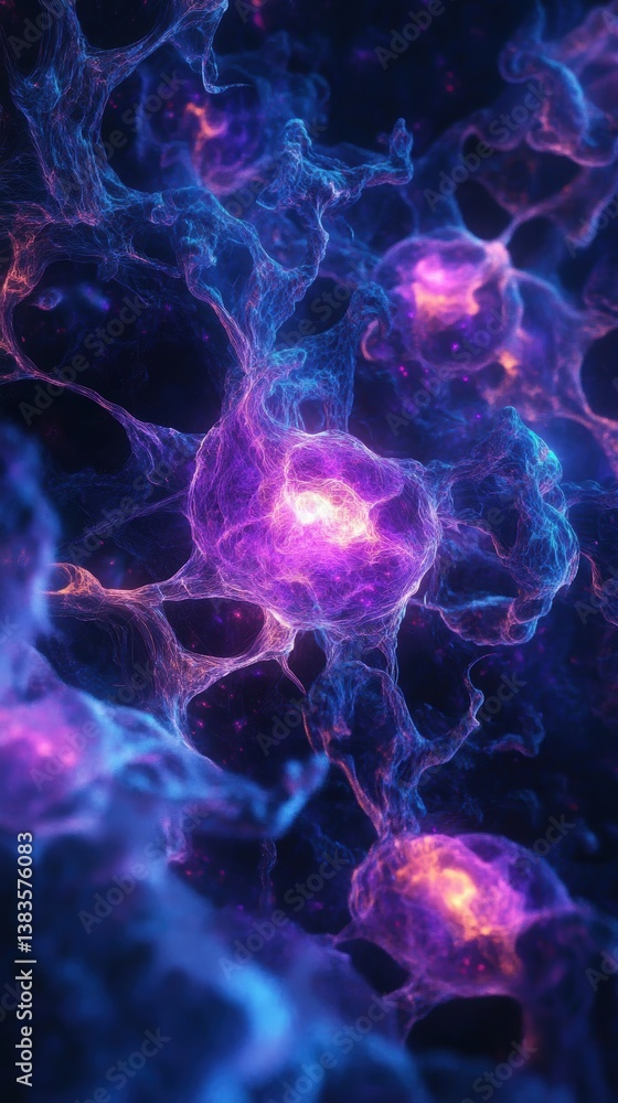 Poster abstract glowing fractals and neural patterns digital space visual art cosmic environment close-up v