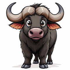 Adorable Cartoon Domestic water buffalo Vector Illustration