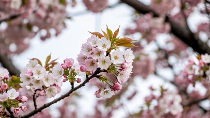 Cherry Blossom Branch in Spring ,Beautiful Cherry Blossom Flowers ,Delicate Cherry Blossom Bloom Close-Up