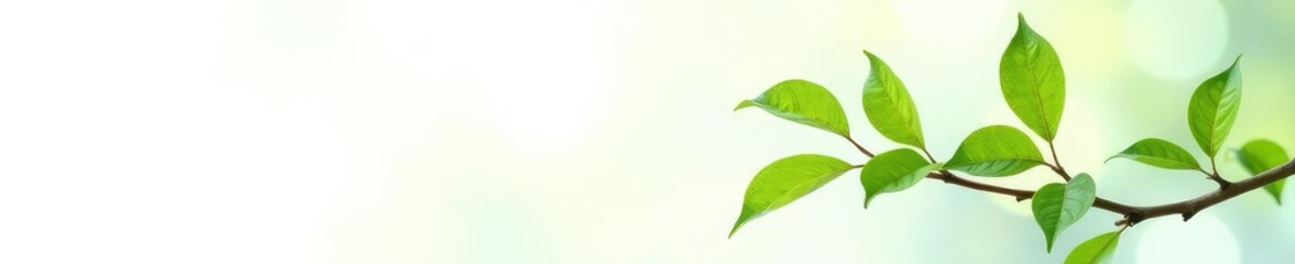 Leafy branch with delicate green leaves against a crisp white background, branches, garden, botanical