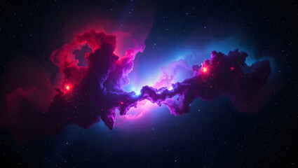 Obraz premium A mesmerizing view of a nebula displaying a colorful expanse within the night sky, filled with stars.