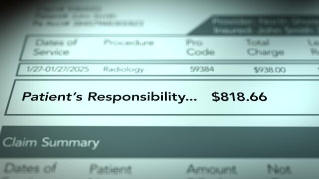 Medical Bill Debt Concept - Patients Responsibility on Procedure - Normal Bill
