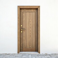 wooden door isolated on white background