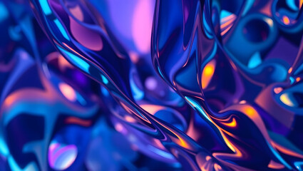 Obraz premium Mesmerizing abstract of iridescent, metallic, flowing, liquid-like forms with a vibrant color palette.