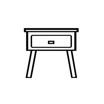 recommend clip art: Single-drawer nightstand with angled legs in a sleek and modern style
