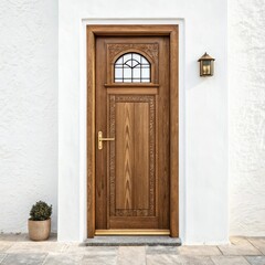 wooden door isolated on white background