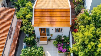 A cozy home in a bustling city with a small but efficient garden