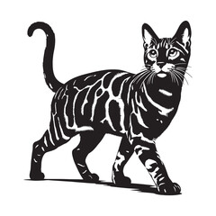 Lively Bengal silhouette, a dynamic portrayal of its high-energy nature – Bengal illustration – Bengal vector – cat silhouette

