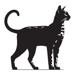 Fierce Bengal silhouette, a striking depiction of this bold and confident breed – Bengal illustration – Bengal vector – cat silhouette

