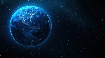 Fototapeta premium Blue Planet Earth at Night: A Celestial View of Our World