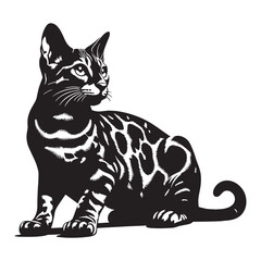 Powerful Bengal silhouette, embodying its muscular frame and bold spirit – Bengal illustration – Bengal vector – cat silhouette

