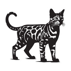 Dynamic Bengal silhouette, showcasing its agility and energy – Bengal illustration – Bengal vector – cat silhouette

