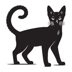 Confident Chausie silhouette, capturing its proud stance and regal aura – Chausie illustration – Chausie vector – cat silhouette

