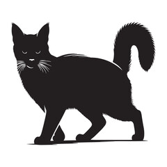 Bold Chausie silhouette, showcasing its fearless and adventurous personality – Chausie illustration – Chausie vector – cat silhouette

