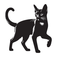 Elegant Chausie silhouette, highlighting its exotic beauty and refined appearance – Chausie illustration – Chausie vector – cat silhouette

