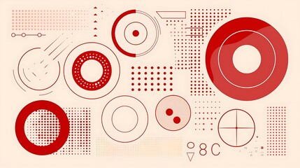 Obraz premium Abstract geometric shapes and circles arranged on a cream colored background