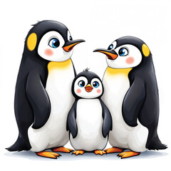 Obraz premium Adorable Cartoon Emperor Penguin Vector Illustration