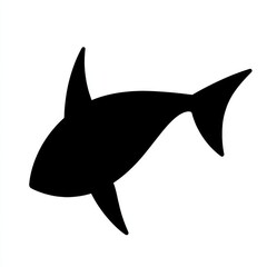 Flat black vector icon depicting a fish design featuring fins and a streamlined body in a minimalistic style