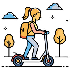 Woman Riding an Electric Scooter in the City