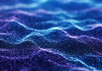 An artistic abstract of flowing particles in a vibrant display of blue and purple.