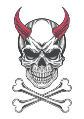 Angry demon skull with horror devil style 23