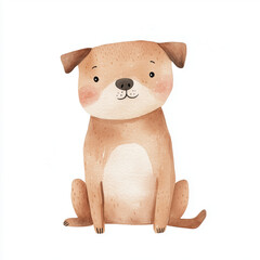 Naklejka premium american pit bull terrier cartoon watercolor