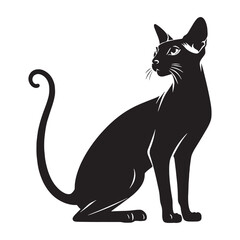 Hairless Peterbald silhouette, emphasizing its distinct and rare appearance – Peterbald illustration – Peterbald vector – cat silhouette

