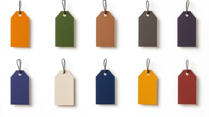Collection of Colorful Blank Tags on White Background