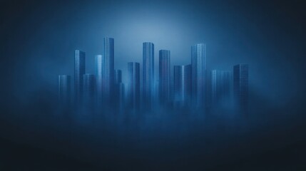Mysterious Cityscape: Skyscrapers shrouded in Fog