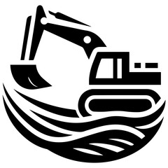 Creative vector excavator for modern silhouette and art ideas