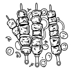 Delicious Grilled Meat Skewers with Tomatoes and Onions