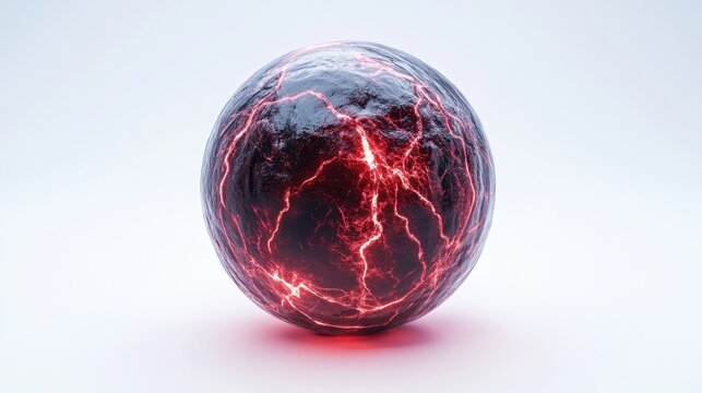 A glowing sphere with electric energy patterns in red and black.