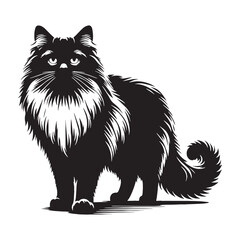 Chic Ragdoll silhouette, showcasing its stylish and elegant look – Ragdoll illustration – Ragdoll vector – cat silhouette

