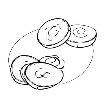 black and white sliced food drawing clip art preview