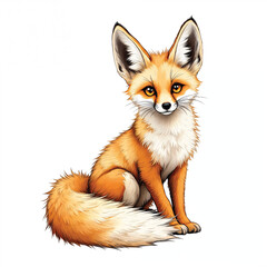 Obraz premium Adorable Cartoon Fennec Fox Vector Illustration