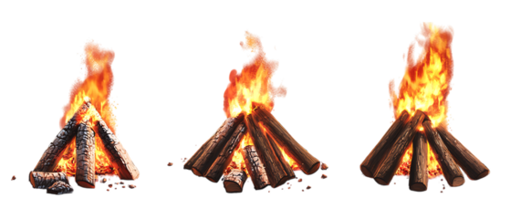 Bonfire Pack on Transparent Background for Camping Graphics, Outdoor Designs, or Warm-Themed Illustrations