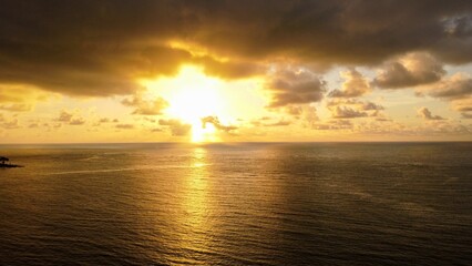 Golden ocean sunset view